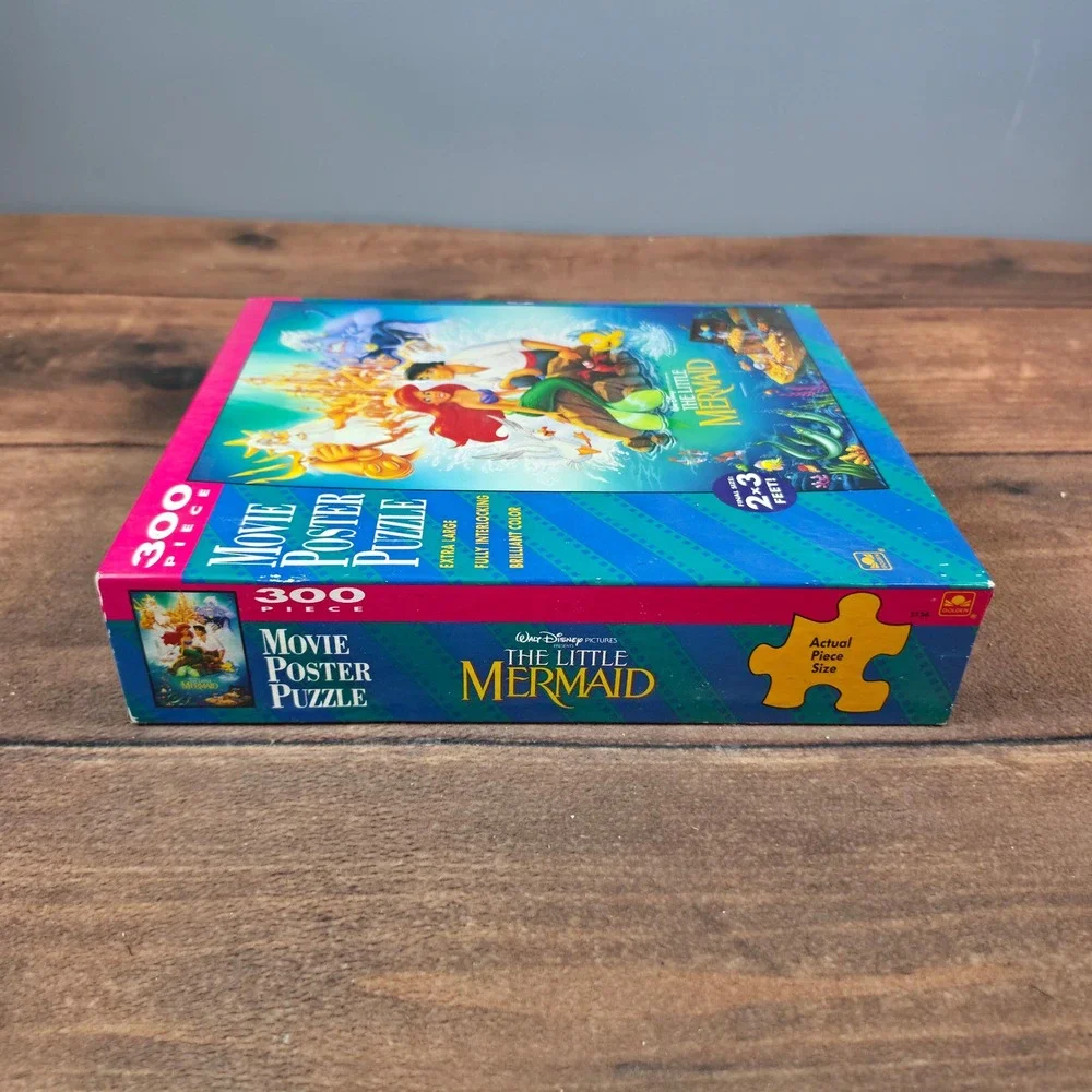 Golden The Little Mermaid Movie Poster Puzzle Kids 300pc Blue Good Vintage 2x3ft